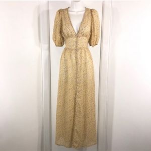 Sheer, Yellow Floral Maxi Dress